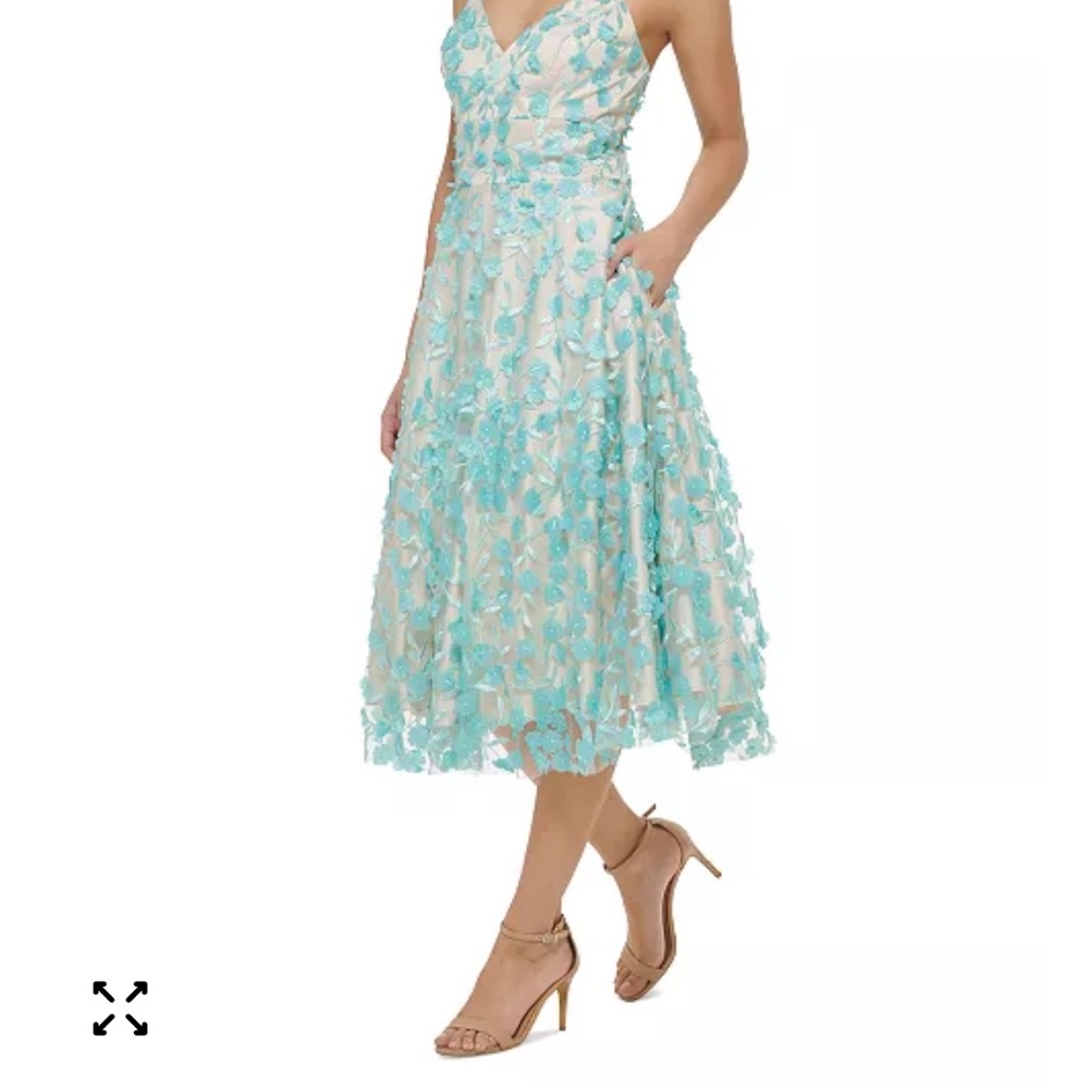 Eliza J Aqua Floral Midi Dress - Picture 3 of 7